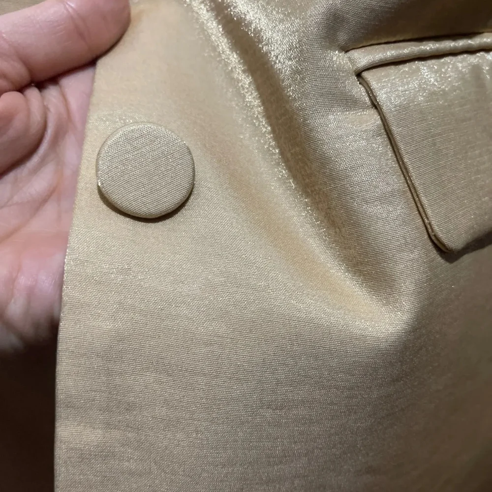 Blazer Tops Gold Turn-Down Collar Long Sleeves Pockets Single Breasted Female - Picture 8 of 9